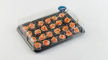 Мини-брускетты с лососем слабосолёным и сырным кремом, 24 шт