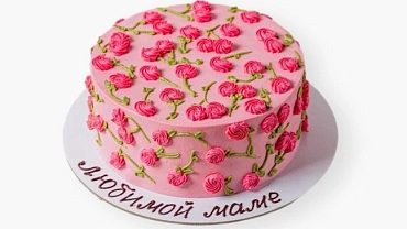 Торт «Цветочная поляна» в розовом