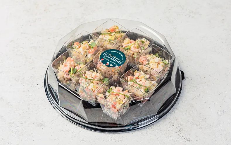 Салат «Оливье с креветкой» в стаканчиках, 9 шт