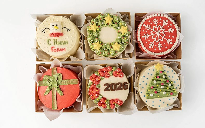 Набор мини тортиков «С Новым 2026 годом», 6 шт