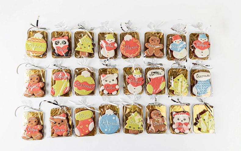 Набор имбирных пряников на завязках «Новогодний», 24 шт