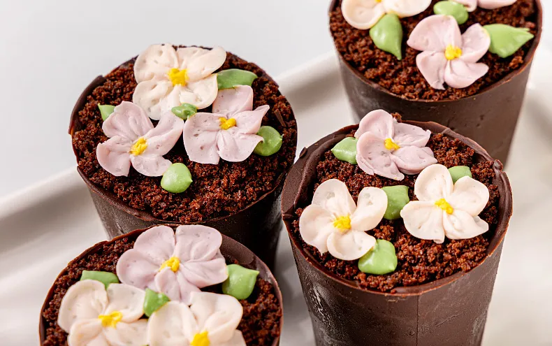 Десерт «Цветы в горшочке», 4 шт