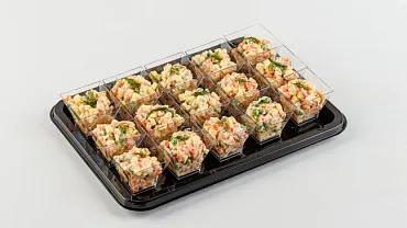 Салат «Оливье с лососем» в фуршетных стаканчиках, 15 шт