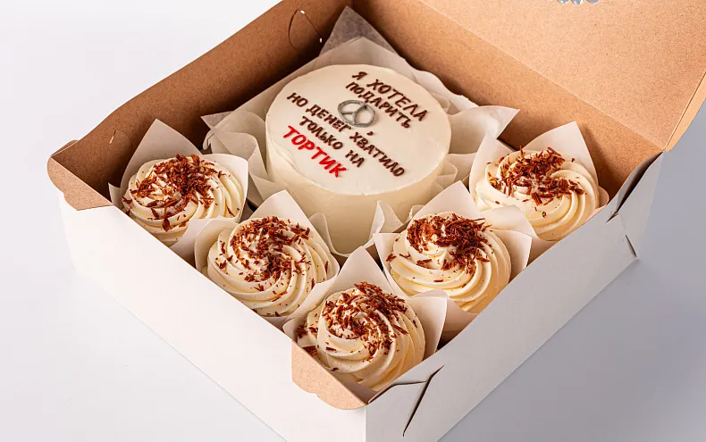 Набор Бенто-торт с капкейками «Ваша Надпись»