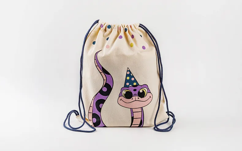 Сумка большая «Змейка хвост» синий шнур