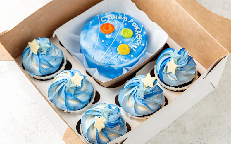 Набор Бенто торт с капкейками «Космос»