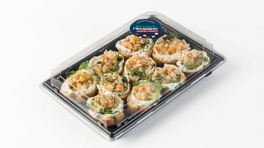 Брускетта с тартаром из креветки и творожным сыром, 10 шт.