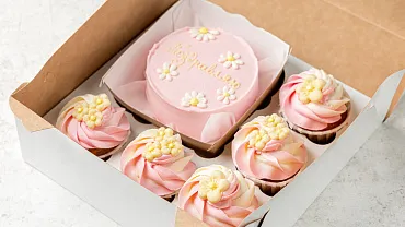 Набор Бенто торт с капкейками «Ромашки»