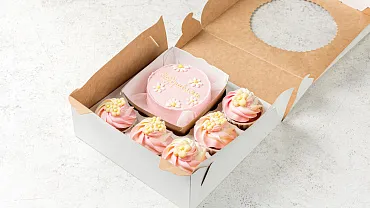 Набор Бенто торт с капкейками «Ромашки»