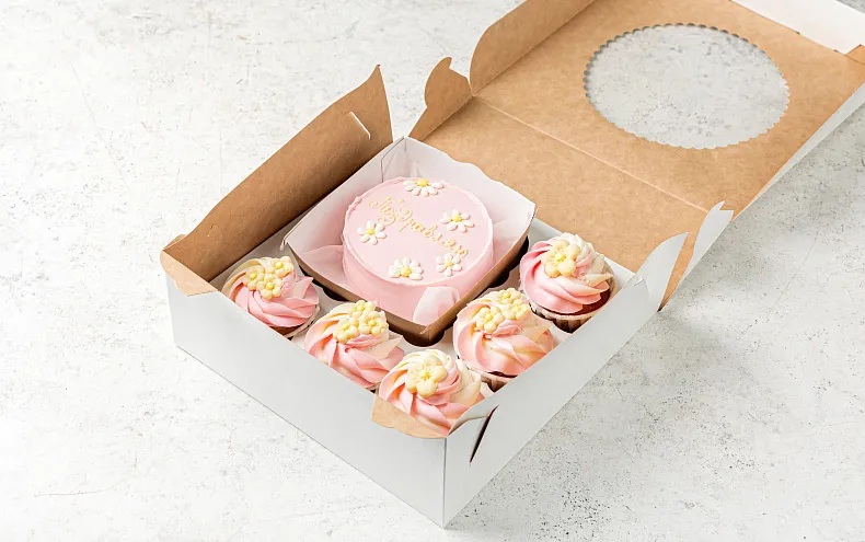 Набор Бенто торт с капкейками «Ромашки»