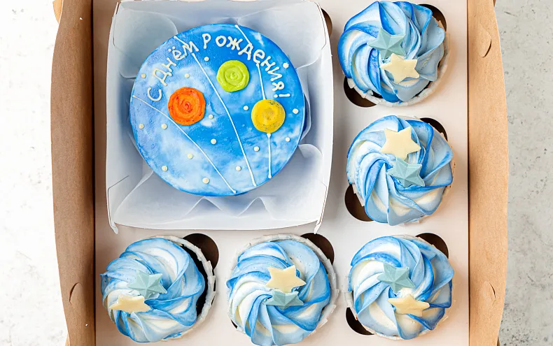 Набор Бенто торт с капкейками «Космос»