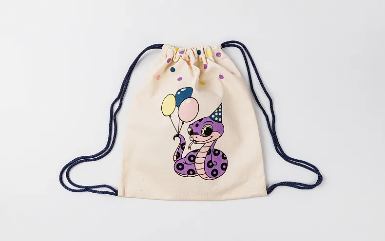 Сумка малая «Змейка шарики» синий шнур