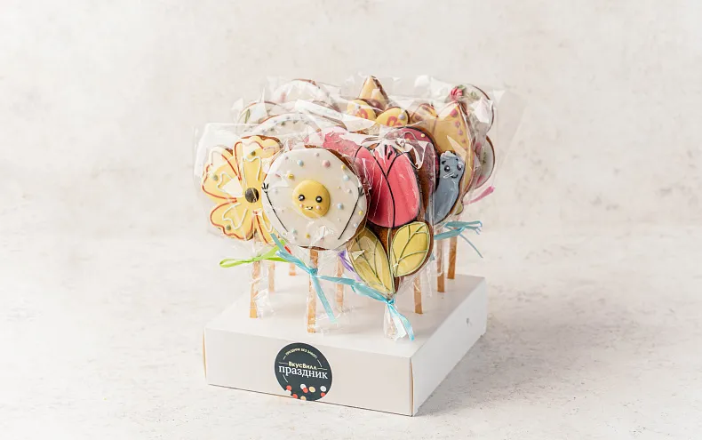 Пряники «Весенние» на палочке, 12 шт