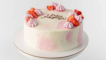 Торт «Воздушные барашки» в розовом