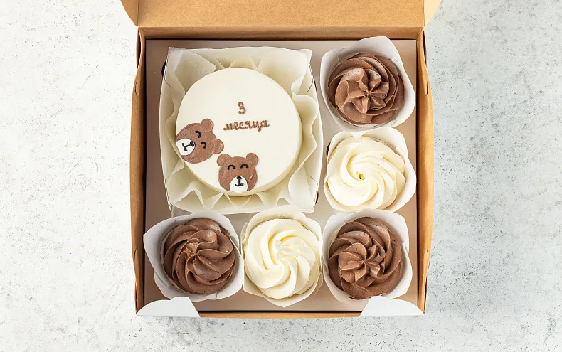 Набор Бенто-торт с капкейками «Мишкина семейка»