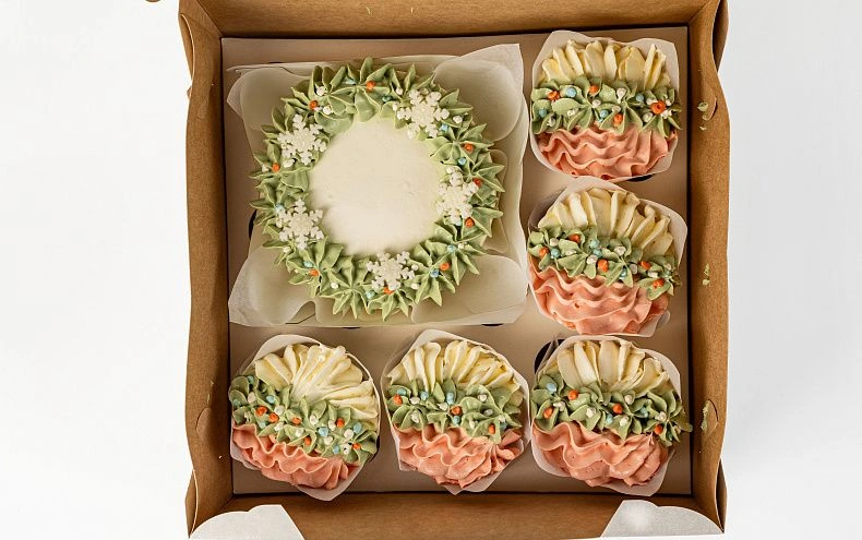 Набор Бенто-торт с капкейками «Зимний»