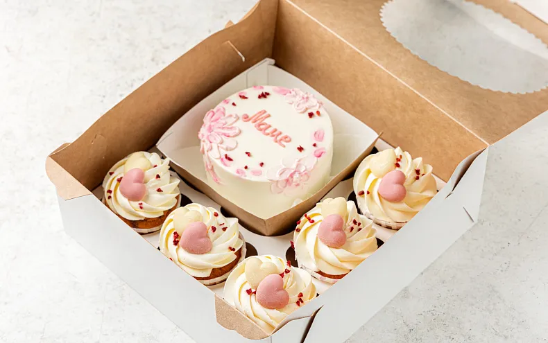 Набор Бенто торт с капкейками «Маме»