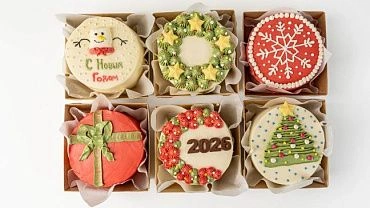 Набор мини тортиков «С Новым 2026 годом», 6 шт