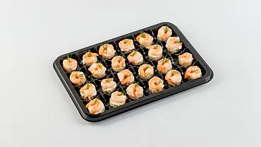 Мини-брускетты с тигровой креветкой и сырным кремом, 24 шт
