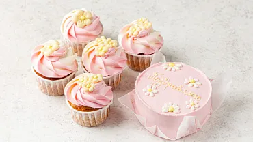 Набор Бенто торт с капкейками «Ромашки»