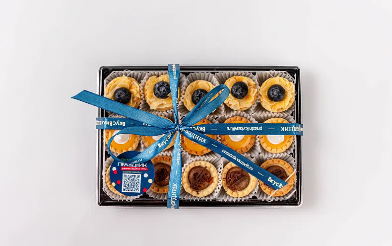 Мини тарталетки «Лимон», «Заварной с голубикой», «Заварной с шоколадом», 15 шт