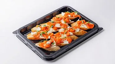 Брускетта с ломтиками филе лосося, 10 шт