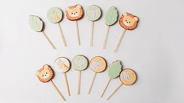 Пряники имбирные с индивидуальным дизайном «Зверята в джунглях», 12 шт