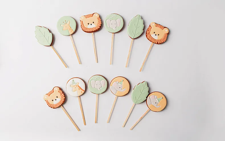 Пряники имбирные с индивидуальным дизайном «Зверята в джунглях», 12 шт