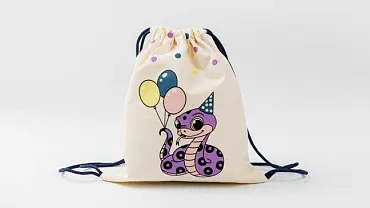 Сумка малая «Змейка шарики» синий шнур