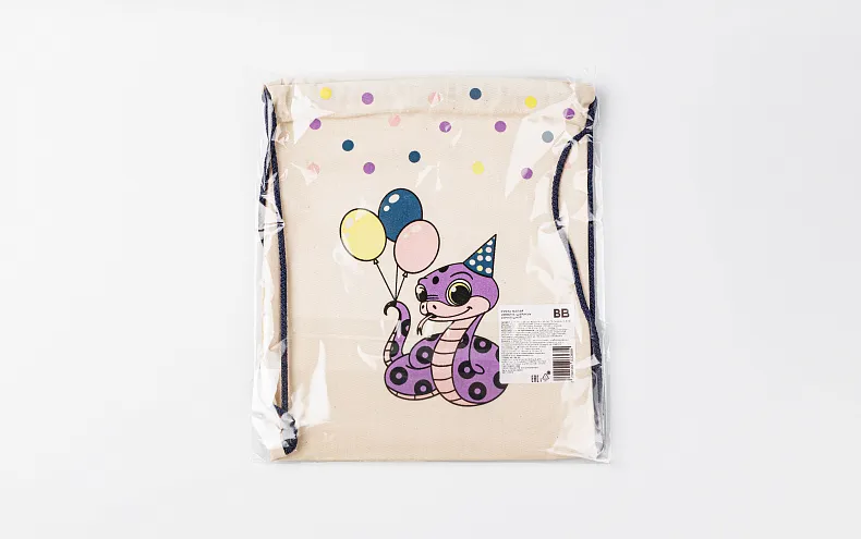 Сумка малая «Змейка шарики» синий шнур