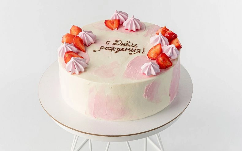 Торт «Воздушные барашки» в розовом