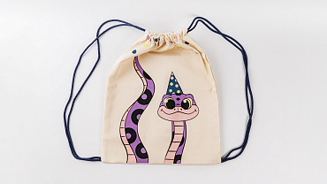 Сумка большая «Змейка хвост» синий шнур