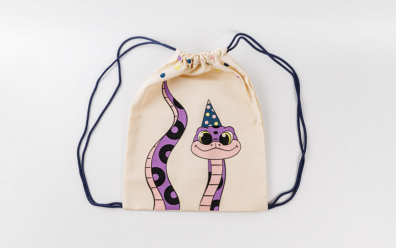 Сумка большая «Змейка хвост» синий шнур