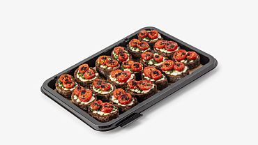 Брускетта с козьим сыром с томатами конфи и соусом Песто, 18 шт
