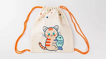 Сумка малая «Котик» оранжевый шнур