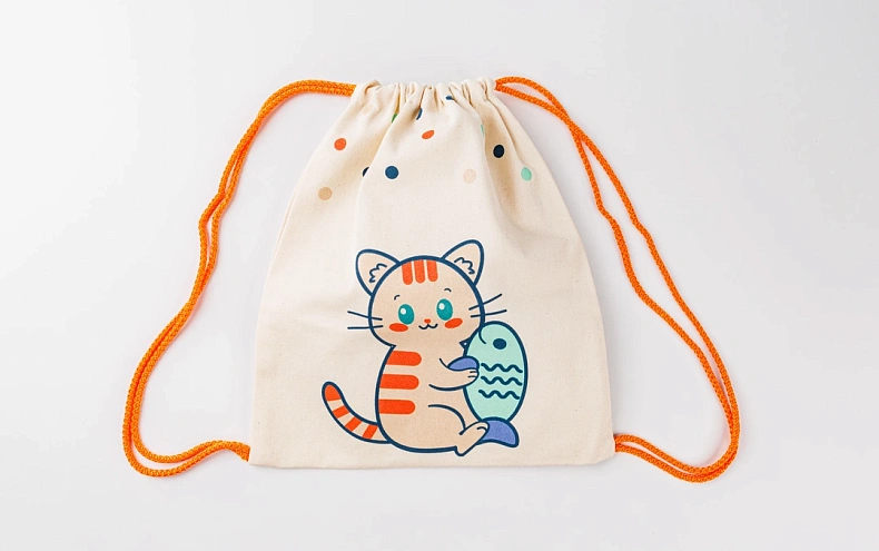 Сумка малая «Котик» оранжевый шнур