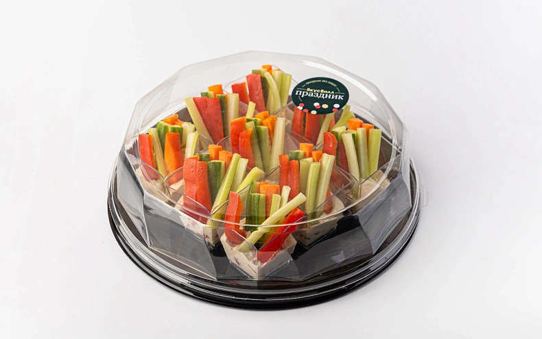 Овощные стики с соусом «Цезарь» в фуршетных стаканчиках, 9 шт