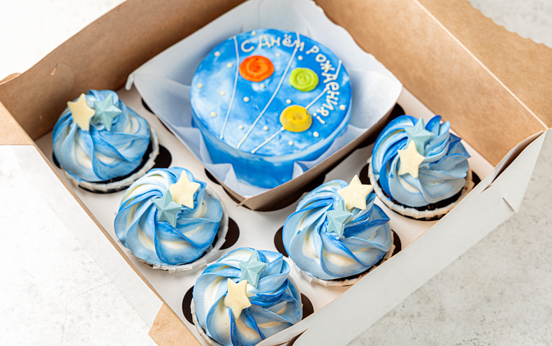 Набор Бенто торт с капкейками «Космос»