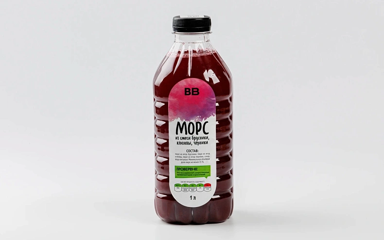 Морс из смеси брусники, клюквы, черники, 1 л