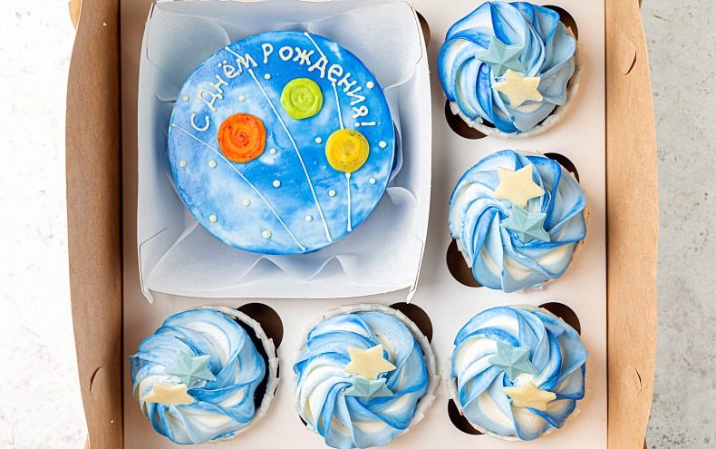 Набор Бенто торт с капкейками «Космос»