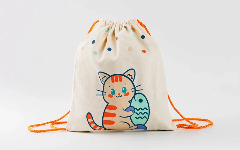 Сумка малая «Котик» оранжевый шнур