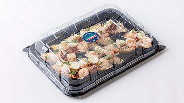 Брускетта цезарь с креветками и вялеными томатами, 10 шт