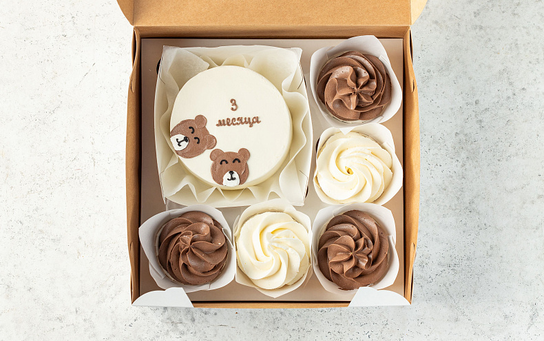 Набор Бенто-торт с капкейками «Мишкина семейка»