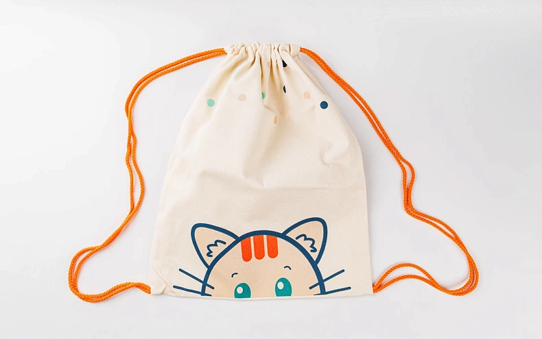 Сумка большая «Ушки котика» оранжевый шнур