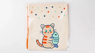 Сумка малая «Котик» оранжевый шнур