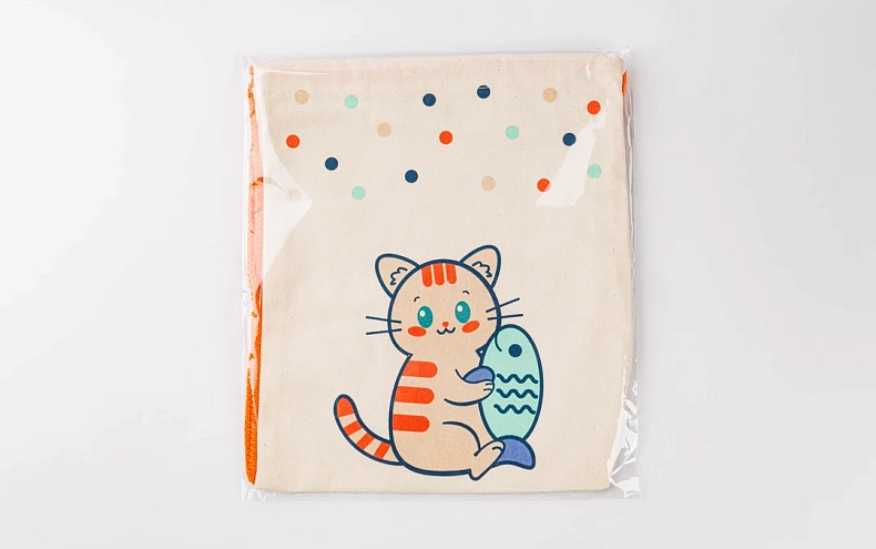 Сумка малая «Котик» оранжевый шнур