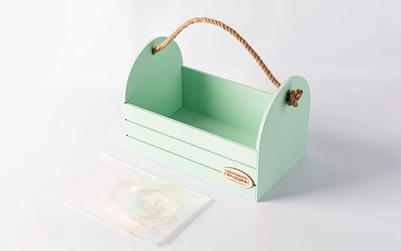 Бокс ящик большой подарочный мятный