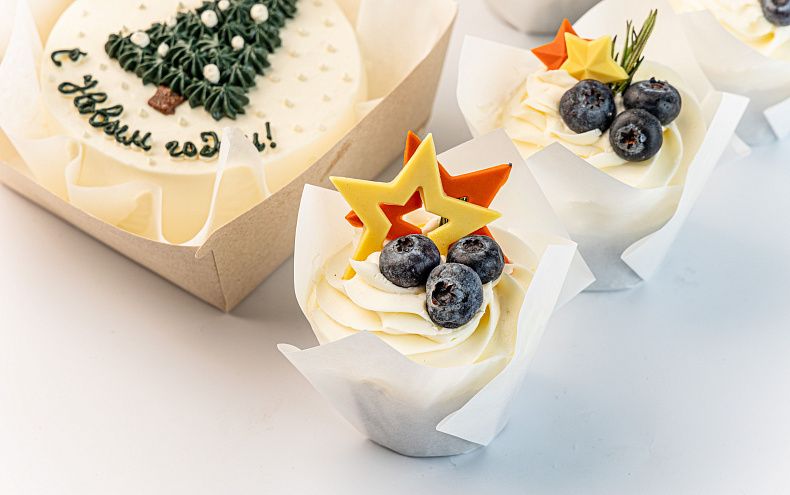 Набор Бенто торт с капкейками «С Новым Годом»