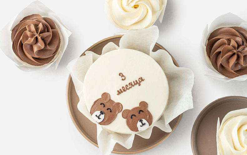 Набор Бенто-торт с капкейками «Мишкина семейка»