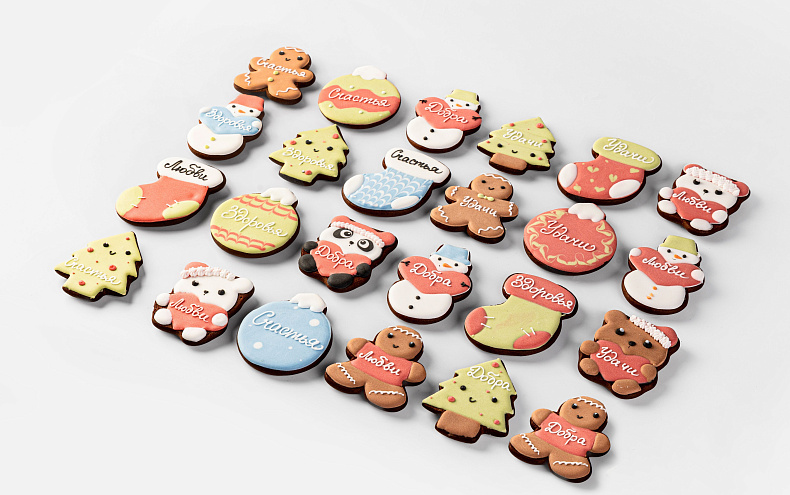 Набор имбирных пряников на завязках «Новогодний», 24 шт